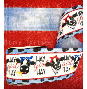 Cow Hay Girl Hay Ribbon USDR 3 Inch