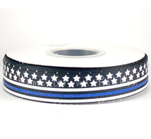 Load image into Gallery viewer, Thin Blue Line USDR Ribbon Blue Glitter Stripe - 7/8 Inch - 1.5 Inch - 3 Inch