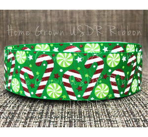 Christmas Candy Cane USDR Ribbon 7/8 Inch - 1.5 Inch - 3 Inch