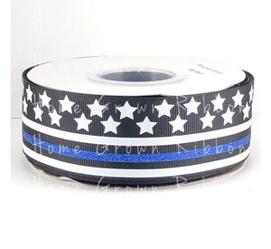 Thin Blue Line USDR Ribbon Blue Glitter Stripe - 7/8 Inch - 1.5 Inch - 3 Inch