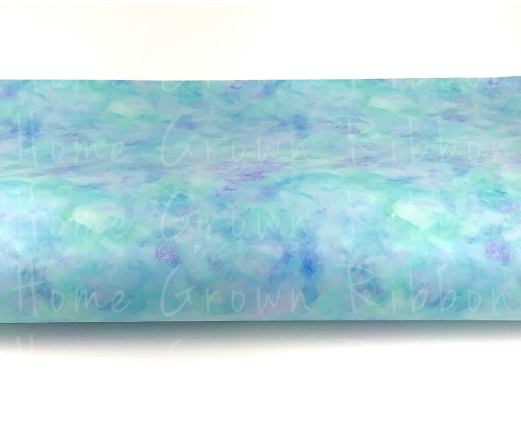 Ocean Watercolor Faux Leather Sheet