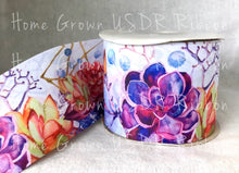 Load image into Gallery viewer, Succulents Double Sided USDR Grosgrain Ribbon - 1.5&quot; - 2.25&quot; - 3&quot;