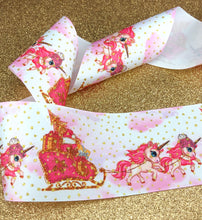 Load image into Gallery viewer, Unicorn Sleigh with Gold Glitter Sparkles - 5/8&quot; - 7/8&quot; - 1.5&quot; - 3&quot;