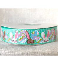 Load image into Gallery viewer, Hip Hop Bunny Collection - Bunnies and Easter Eggs 7/8&quot; Grosgrain Ribbon