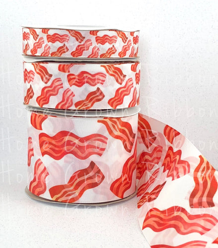 Bacon Double Sided Grosgrain Ribbon 7/8 Inch - 1.5 Inch - 3 Inch - Double Faced Heat Transfer