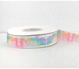 Color Splash Double Sided Grosgrain Ribbon 7/8 Inch - 1.5 Inch - 3 Inch - Double Faced Heat Transfer