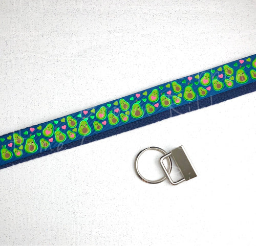 Heart Avocado on Navy Ribbon Key Fob Kit - Multiple Colors Available