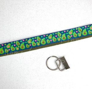 Heart Avocado on Navy Ribbon Key Fob Kit - Multiple Colors Available