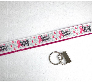 Breast Cancer Awareness - Brave & Strong on White Key Fob Kit - Multiple Colors Available