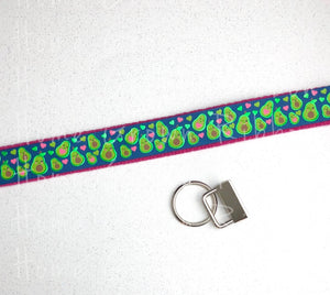 Heart Avocado on Navy Ribbon Key Fob Kit - Multiple Colors Available