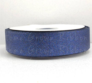 Navy Glitter Ribbon - 3 Inch - 1.5 Inch - 7/8 Inch - 3/8 Inch