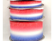 Load image into Gallery viewer, Red, White and Blue Ombre with Super Soft Silver Glitter Overlay - USDR - 7/8&quot; - 1.5&quot; - 3&quot;