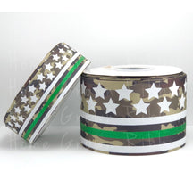 Load image into Gallery viewer, Thin Green Line Military Support Camo USDR Ribbon - 1.5&quot; - 3&quot;