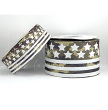 Load image into Gallery viewer, Stars and Stripes Military Support Camo USDR Ribbon - 1.5&quot; - 3&quot;