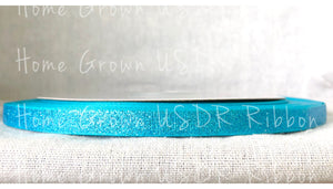 Turquoise Glitter Ribbon - 1.5" - 7/8" - 3/8"