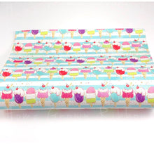 Load image into Gallery viewer, Ice Cream &amp; Popsicles on Blue Stripes Faux Leather Sheets