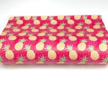 Load image into Gallery viewer, Pineapples on Pink Faux Leather Sheets