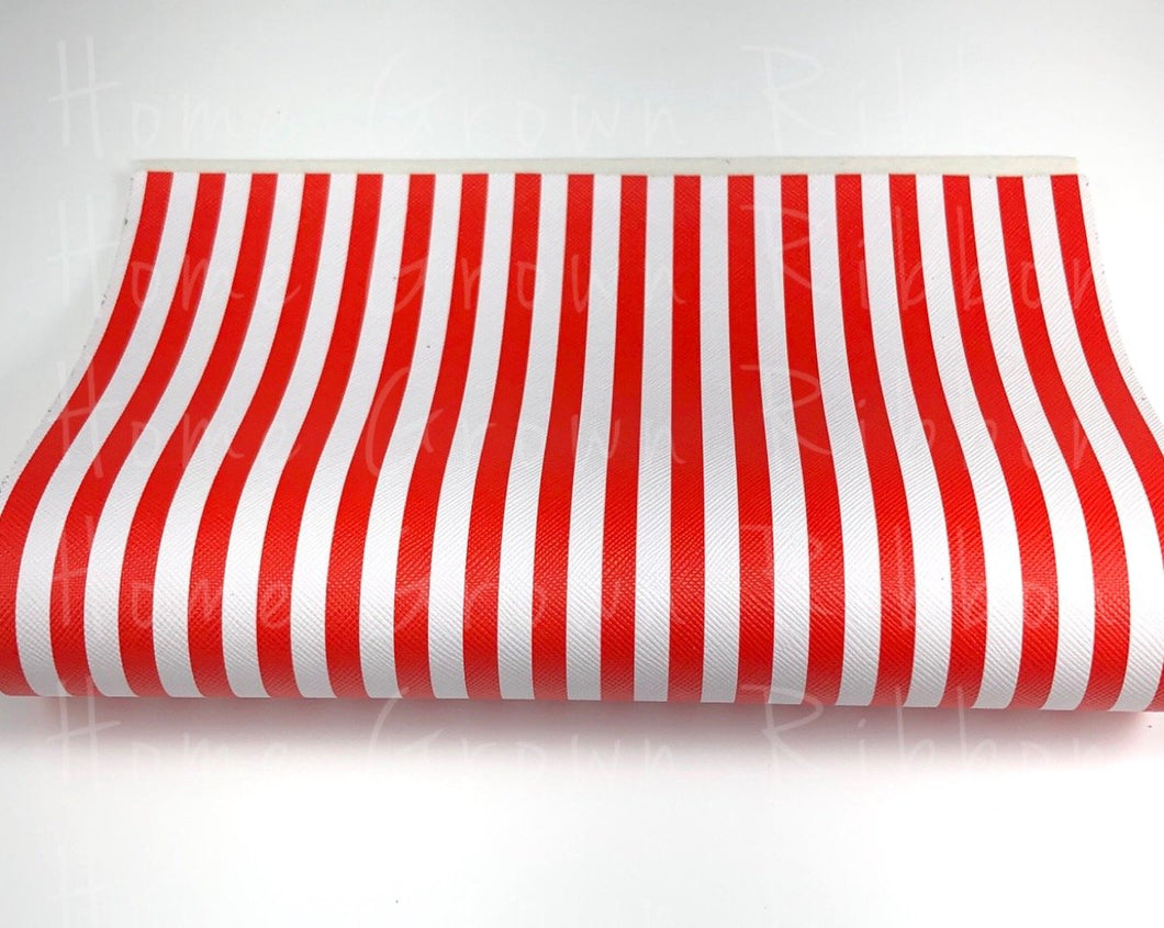 Red and White Stripes American Flag Glitter Leather Sheet