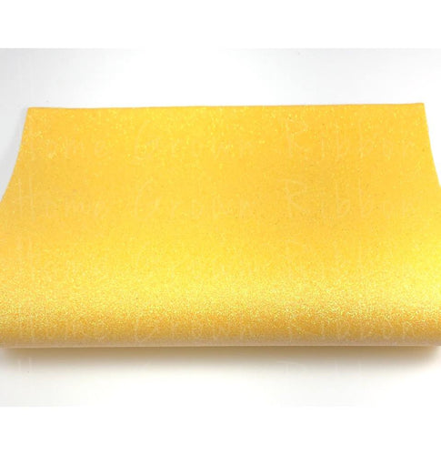 Bright Yellow Fine Glitter Faux Leather Sheet Size A4