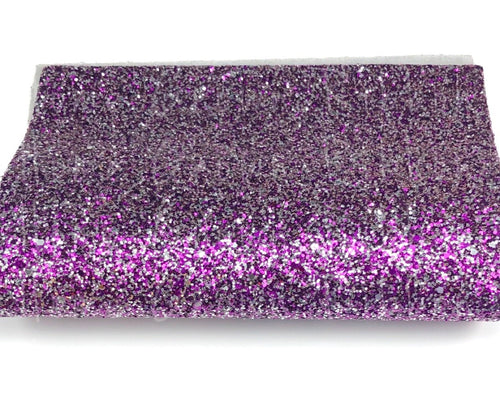 Purple and Silver Chunky Glitter Faux Leather Sheet Size A4