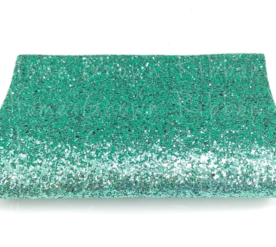 Mint Chunky Glitter Faux Leather Sheet Size A4