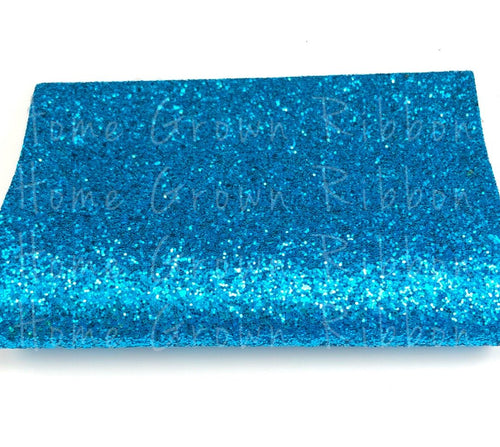 Turquoise Blue Chunky Glitter Faux Leather Sheet Size A4