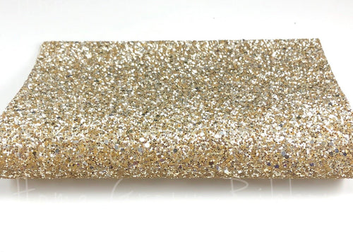 Gold Chunky Glitter Faux Leather Sheet Size A4