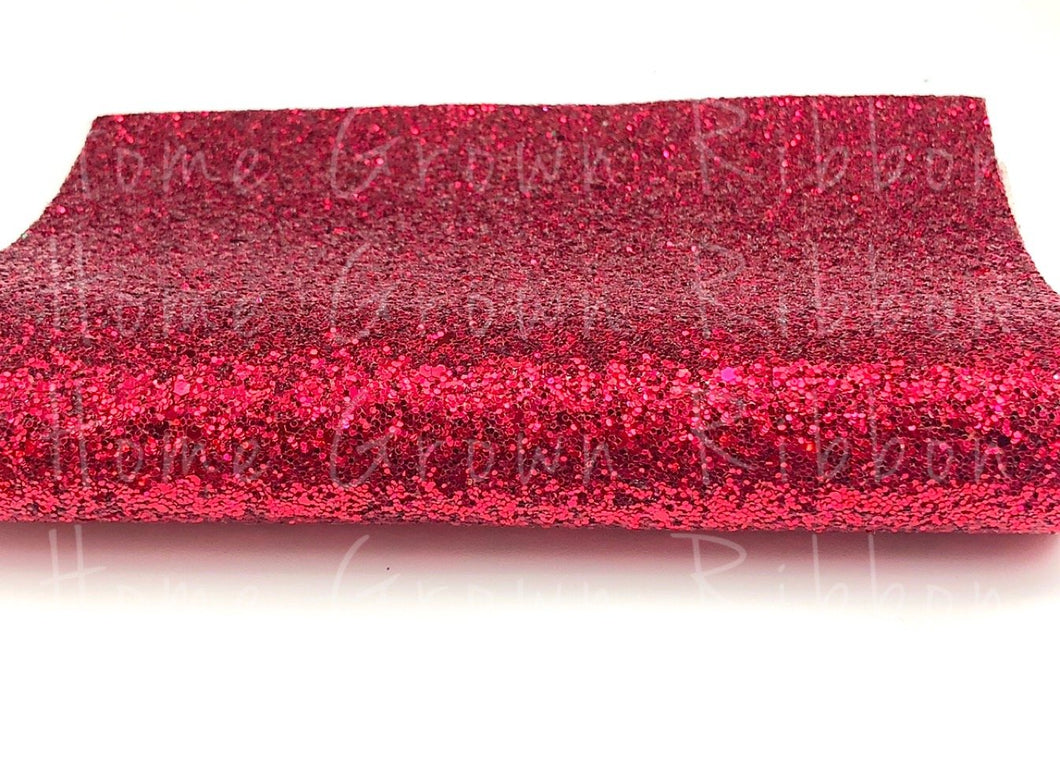 Shocking Pink Chunky Glitter Hot Pink Faux Leather Sheet Size A4