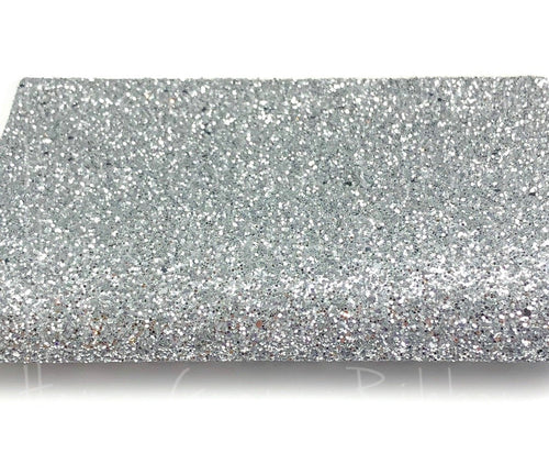 Silver Chunky Glitter Faux Leather Sheet Size A4