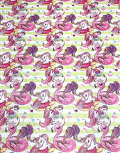 Load image into Gallery viewer, Girls on Pool Floaties Leather Sheets - Unicorn - Flamingo