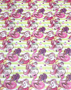 Girls on Pool Floaties Leather Sheets - Unicorn - Flamingo