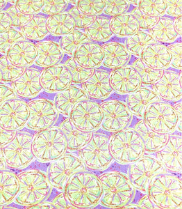 Lemon Slices Fruit Faux Leather Sheets - Pink - Purple