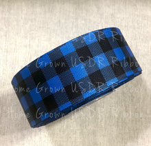 Load image into Gallery viewer, Blue Buffalo Plaid Double Sided Ribbon