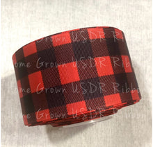 Load image into Gallery viewer, Red Buffalo Plaid Double Sided Ribbon