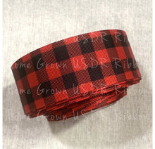 Load image into Gallery viewer, Red Buffalo Plaid Double Sided Ribbon