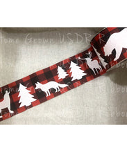 Load image into Gallery viewer, Animals on Red Buffalo Plaid Double Sided Ribbon