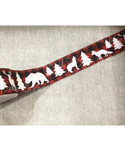 Load image into Gallery viewer, Animals on Red Buffalo Plaid Double Sided Ribbon