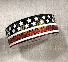 Load image into Gallery viewer, Thin Red Line Glitter Flames Firefighter Support Ribbon