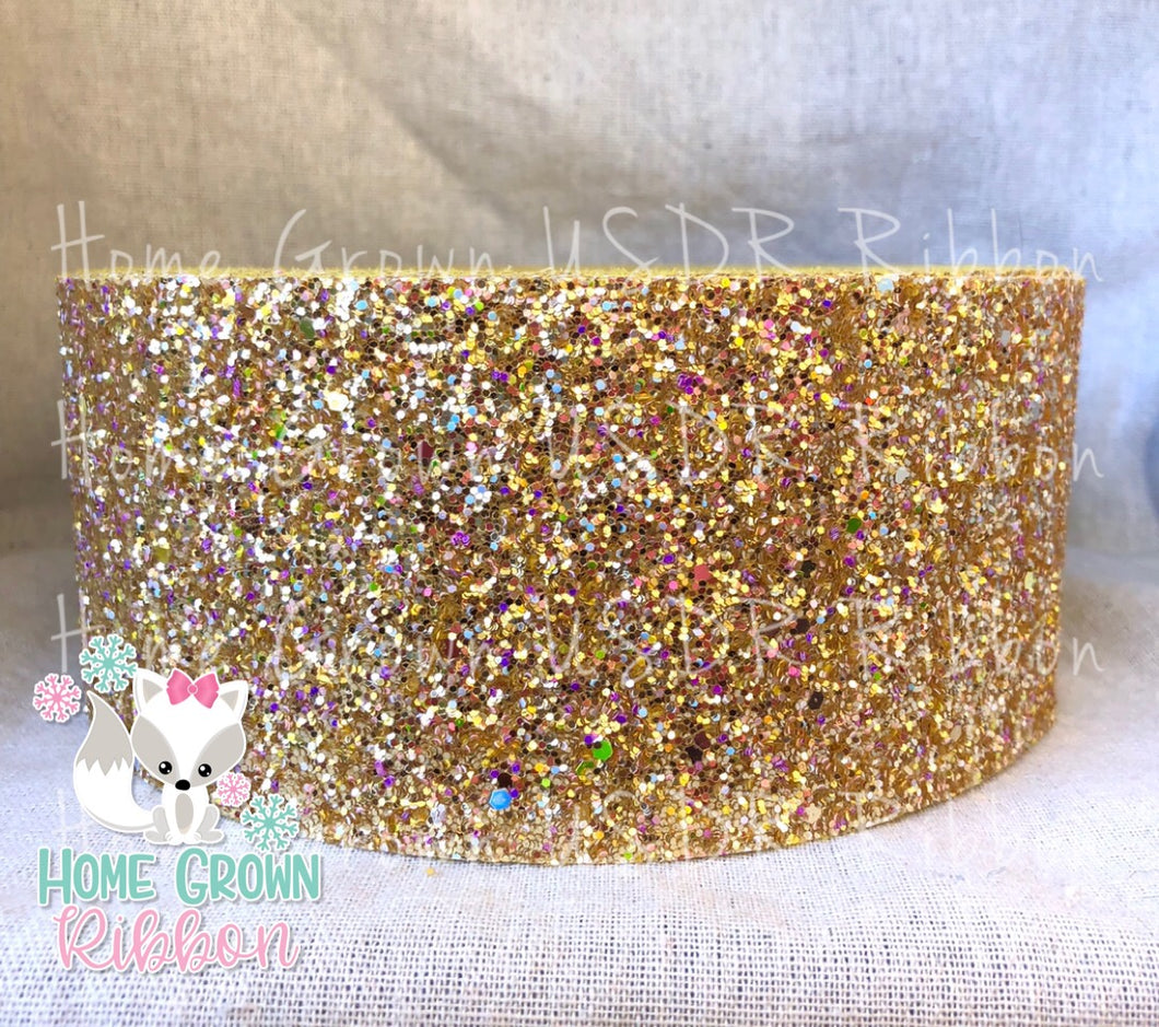 Chunky Glitter Ribbon 3 Inch Gold