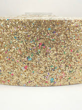 Load image into Gallery viewer, Gold with Colored Stones Chunky 3&quot; Glitter Ribbon