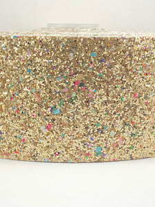 Gold with Colored Stones Chunky 3" Glitter Ribbon