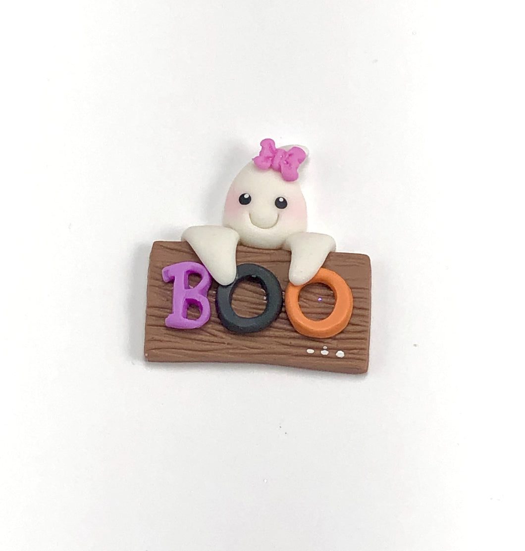 Ghost with Boo Sign Clay