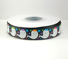 Load image into Gallery viewer, Haunt Mess Ghosts Only USDR Halloween Ribbon - 7/8 Inch - 1.5 Inch - 3 Inch