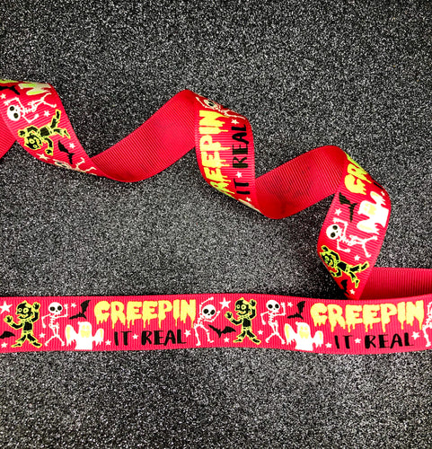 Creepin it Real - Glow in the Dark Halloween Ribbon - 7/8