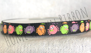 Glow in the Dark Spiders USDR Halloween Ribbon - 3/8 Inch - 7/8 Inch - 1.5 Inch - 3 Inch