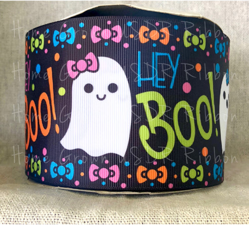 Hey Boo! Ghosts USDR Halloween Ribbon - 3 Inch