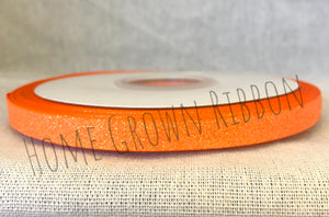 Orange Glitter Ribbon 1.5" - 7/8" - 3/8"